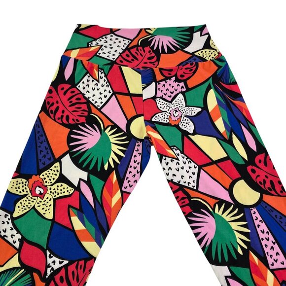 No Boundaries Crossover Sueded Tropical Print Ankle Leggings - Size Large NWT - Picture 8 of 16